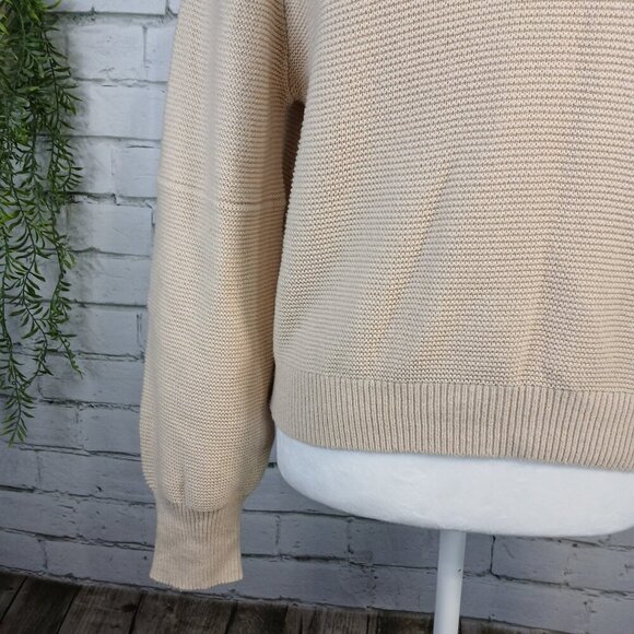 APRICOT TAN DROP SHOULDER SWEATER, LONG SLEEVES, CREW NECK, SIZE SMALL - Picture 5 of 8
